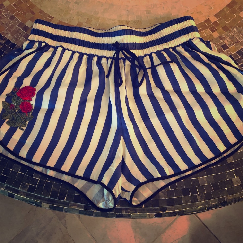 Off White navy striped shirt shorts $200$50